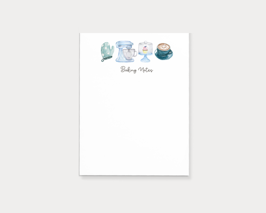 Watercolor Baker Blue Notepad